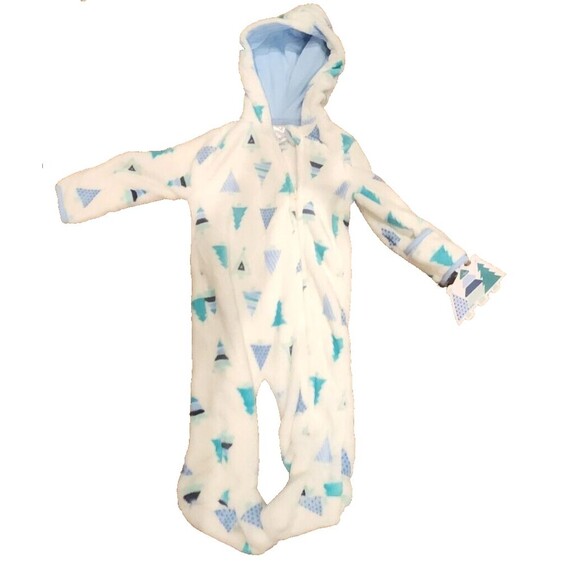 NWT Little Beginnings Tree Print Plush Bunting Pram 6-9M Unisex Hooded - Picture 2 of 15